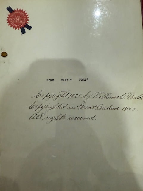 The Family Ford original WC Fields sketch annotated (1 of 2)