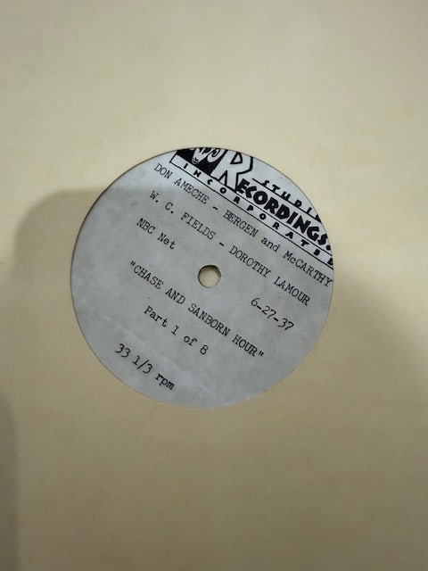Rare radio show recordings: A set of eight LPS four front and back 33 1/3 rpm of his radio appearance with Don Ameche on the Chase and Sanborn (coffee sponsors) Charlie McCarthy radio show these also have Ameche and Dorothy Lamo