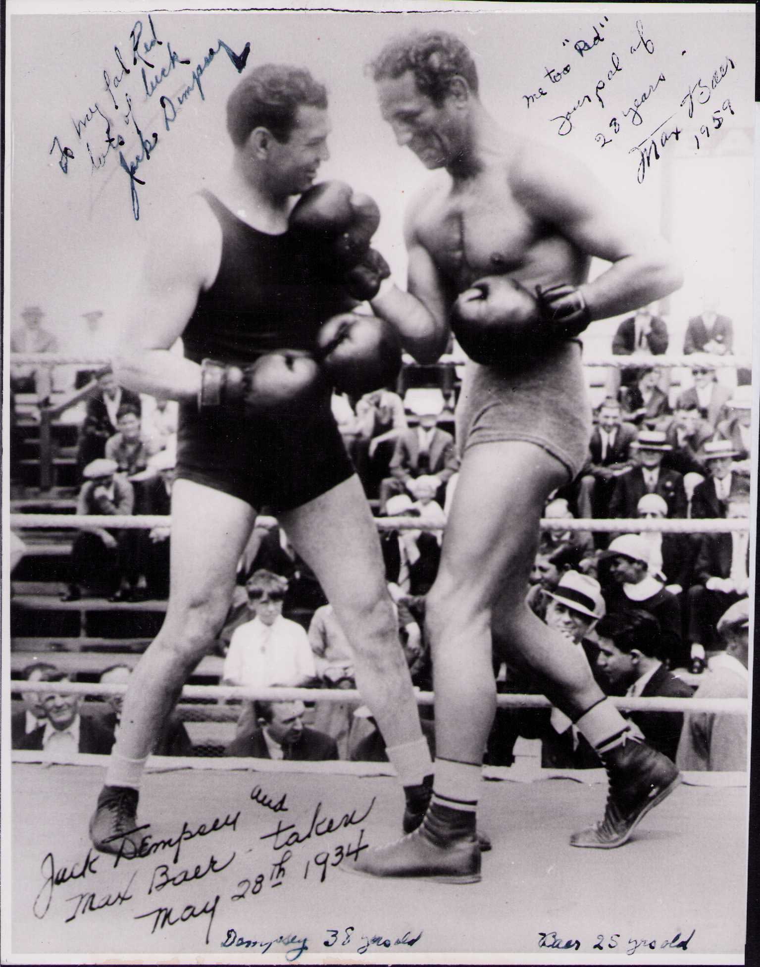 Max Baer and Jack Dempsey signed photograph