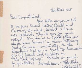 Madge Blake Aunt Harriett TVS Batman letter signed