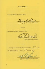Arnold Schwarzenegger signed Calif Legislature