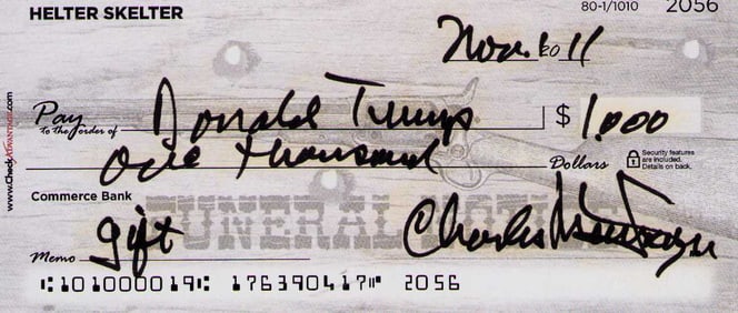 Charles Manson joke check signed