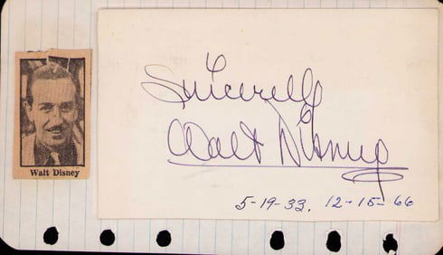Walt Disney signature dated 1966