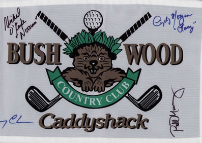 Caddyshack pin flag cast signed