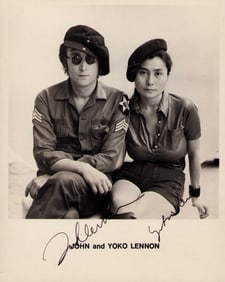 John Lennon and Yoko Ono signed photograph