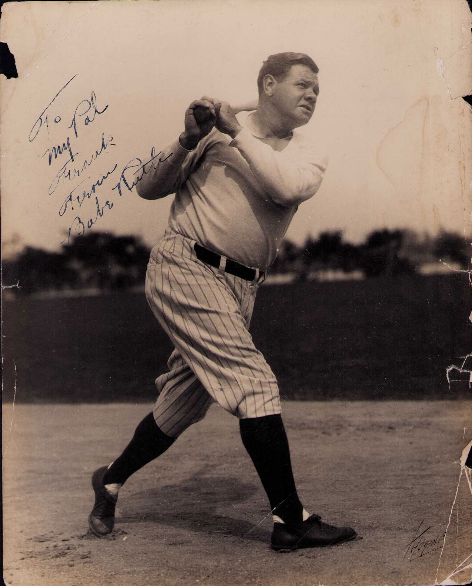 Babe Ruth Says Chew Pinch Hit Tobacco Metal Sign