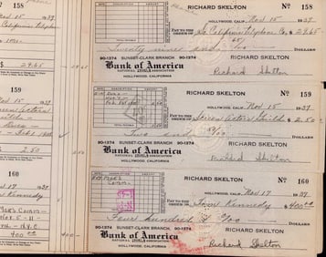 Richard RED Skelton large group of check signed in 1930s