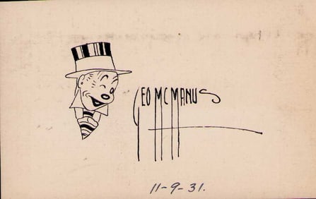George McManus sketch signed