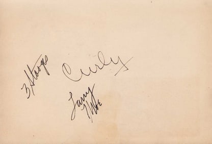 Three Stooges signed autograph book page