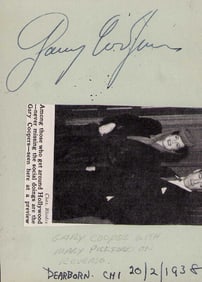 Gary Cooper signed autograph book page