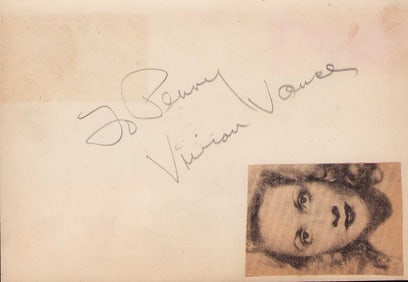Vivian Vance signed autograph book page