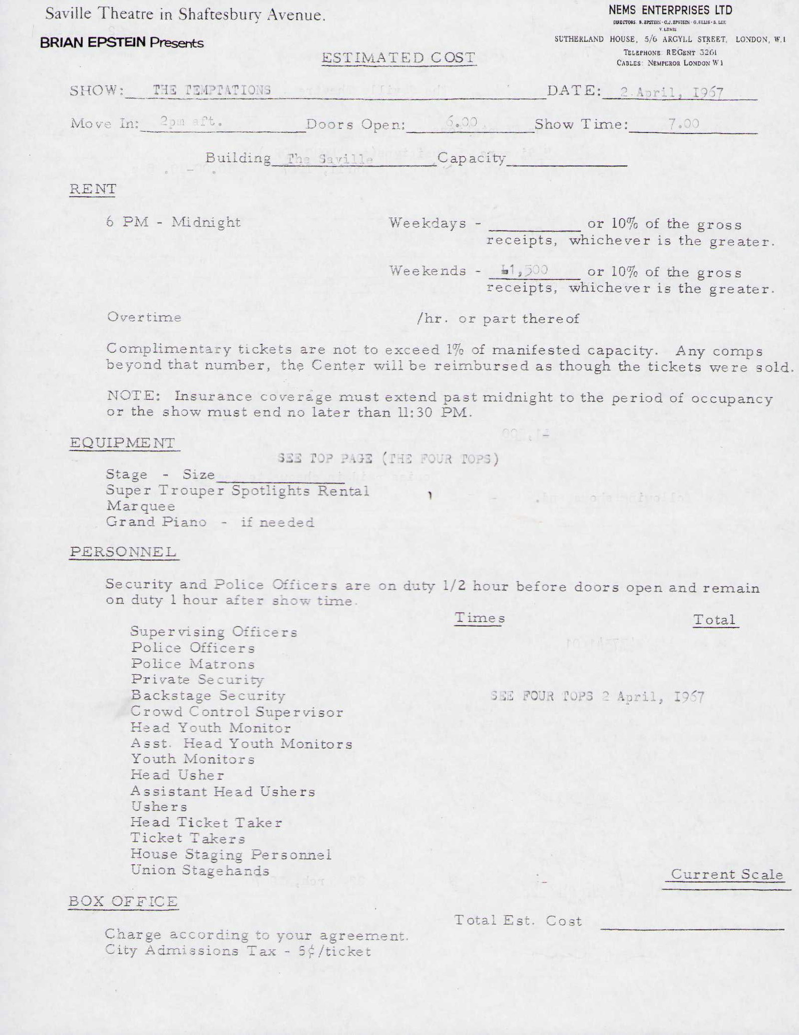 The Temptations contract signed by the band (1 of 2)