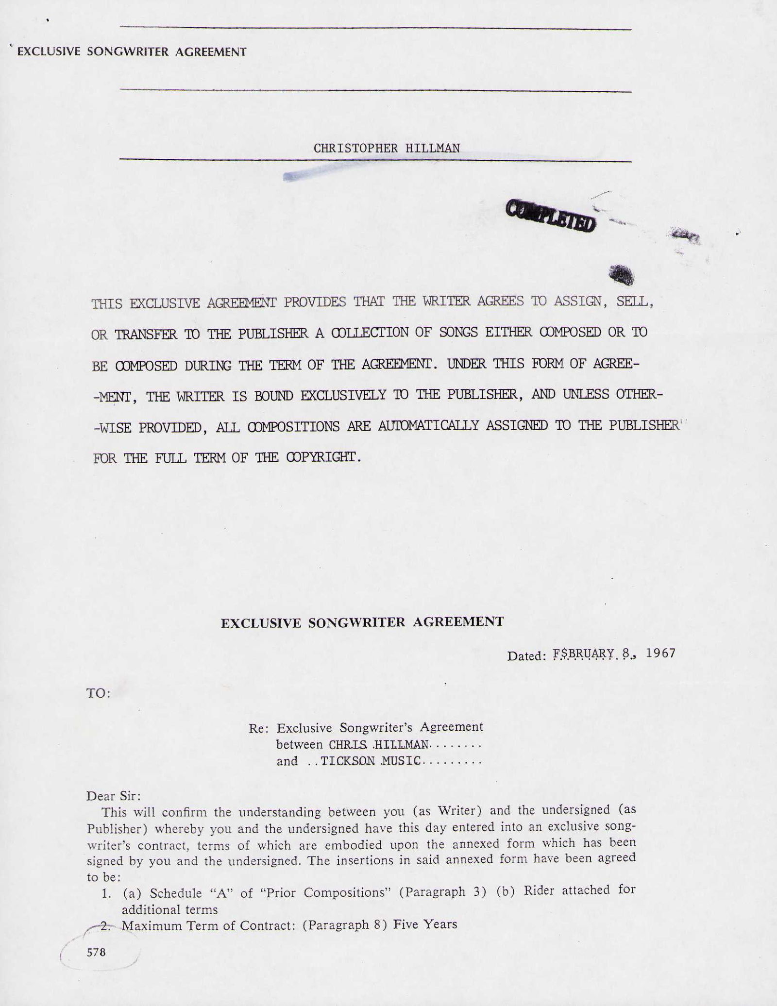 Christopher Hillman contract signed (1 of 2)