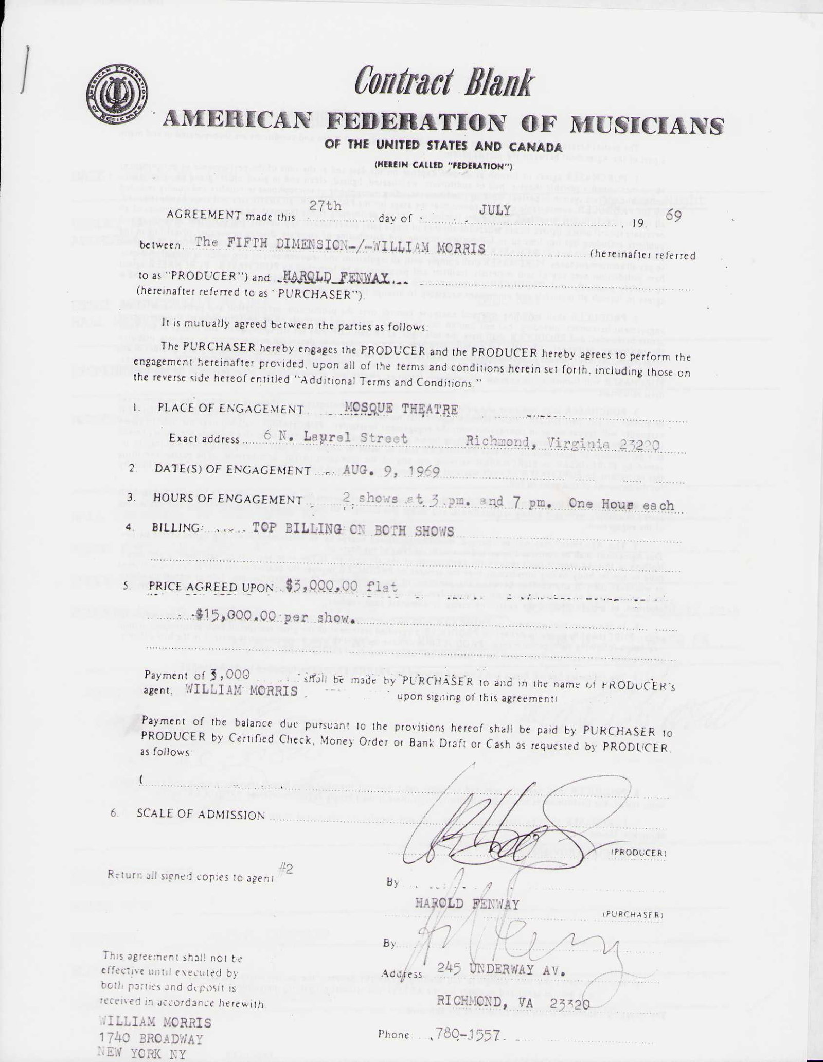 The Fifth Dimension contract (1 of 2)