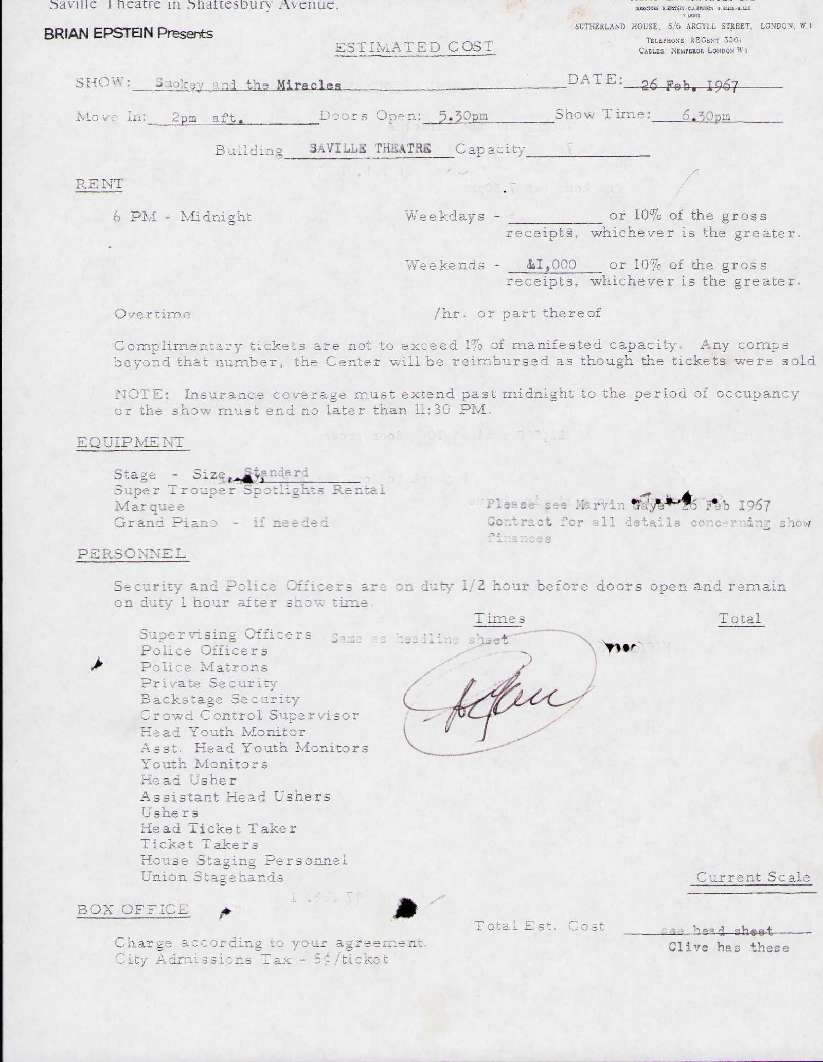 Smokey Robinson and the Miracles signed contract (1 of 2)