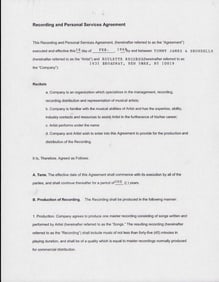 Tommy James and the Shondells signed contract