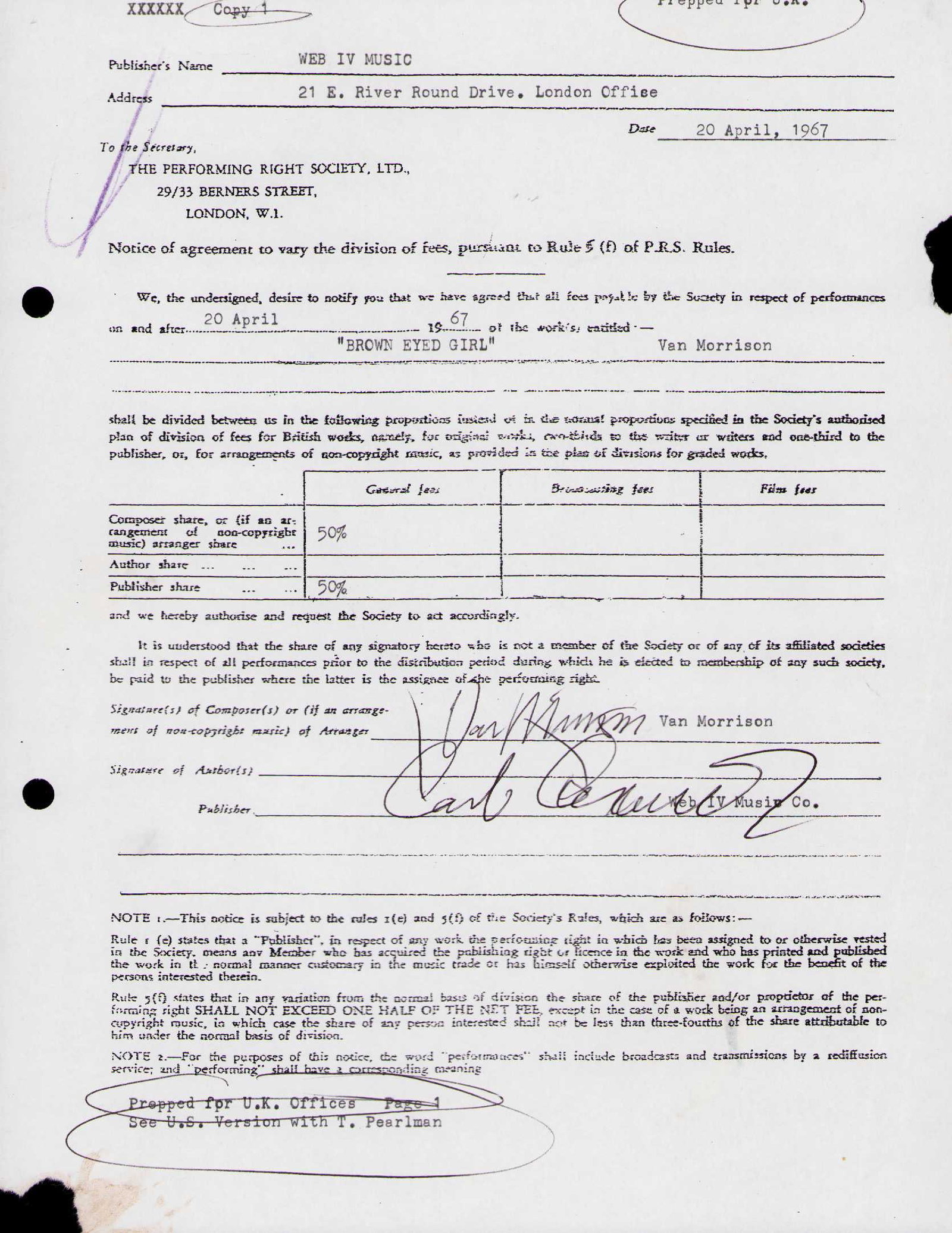Van Morrison historic contract signed (1 of 1)