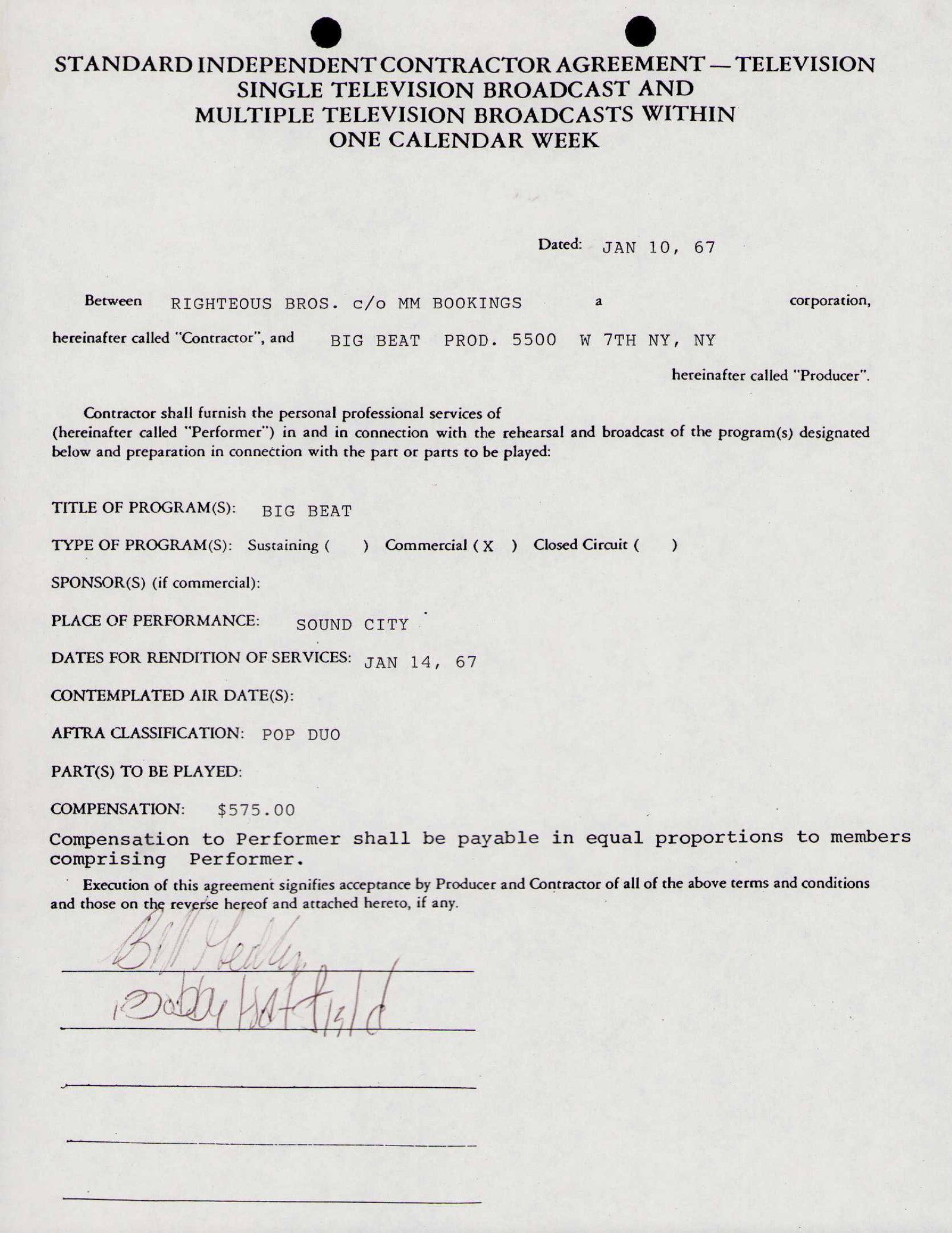 Righteous Brothers signed contract (1 of 1)