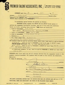 Jackie Wilson signed contract