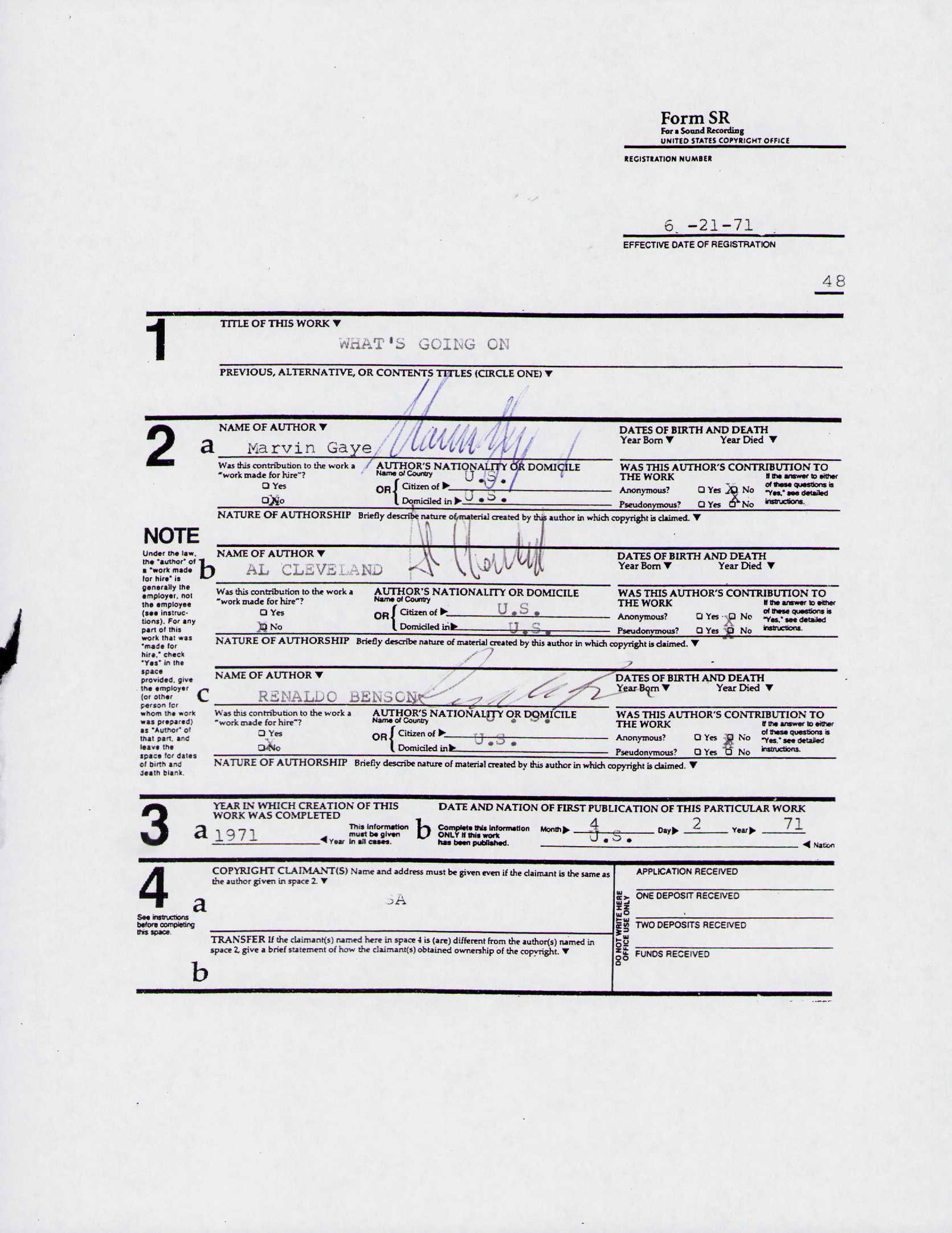 Marvin Gaye signed contract (1 of 1)