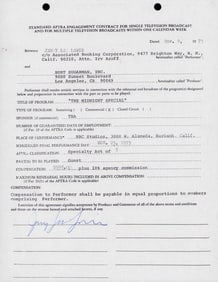 Jerry Lee Lewis signed contract