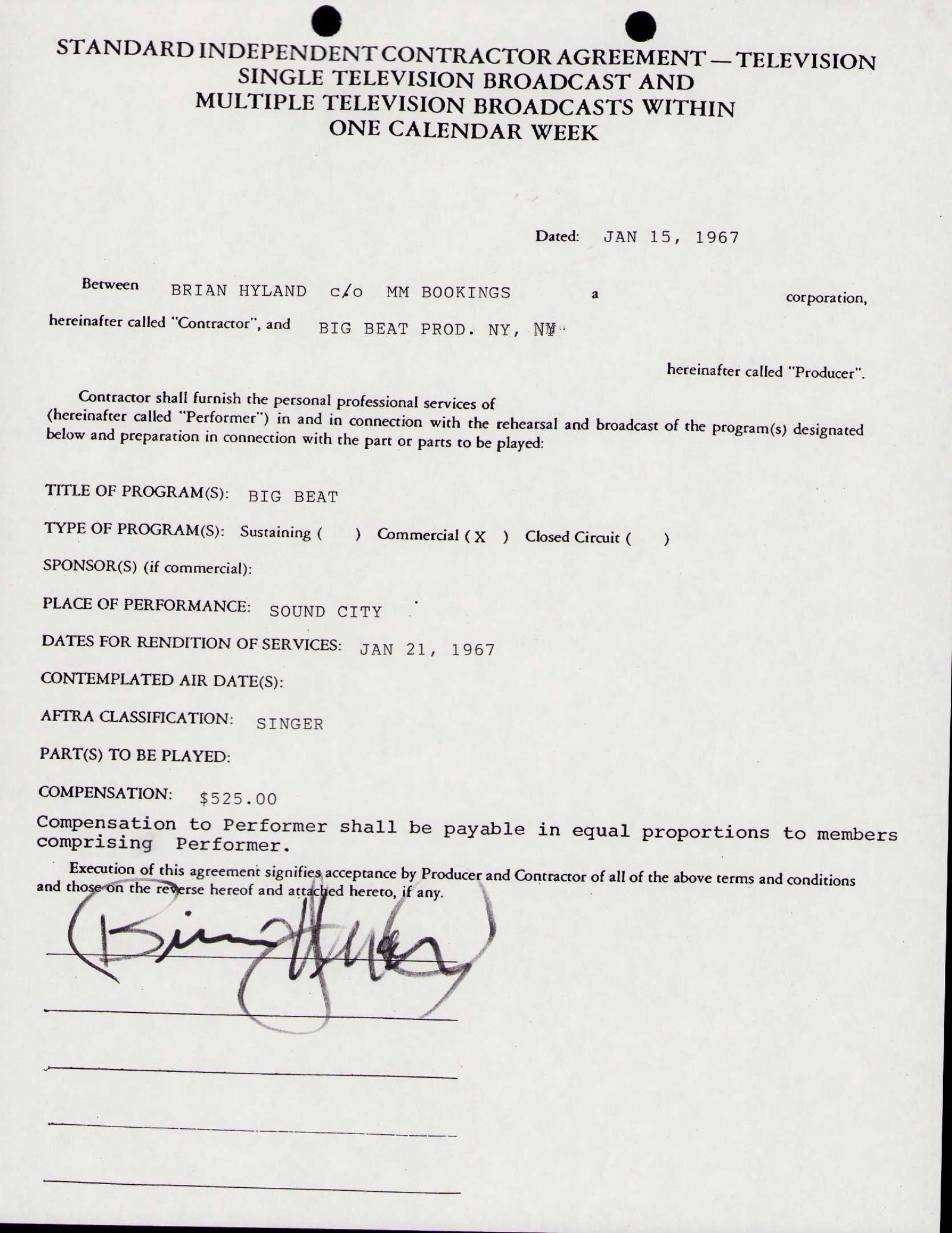 Brian Hyland signed contract (1 of 1)