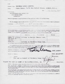 John Lennon signed contract