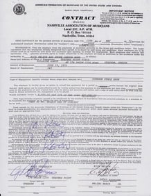 Ricky Nelson signed contract