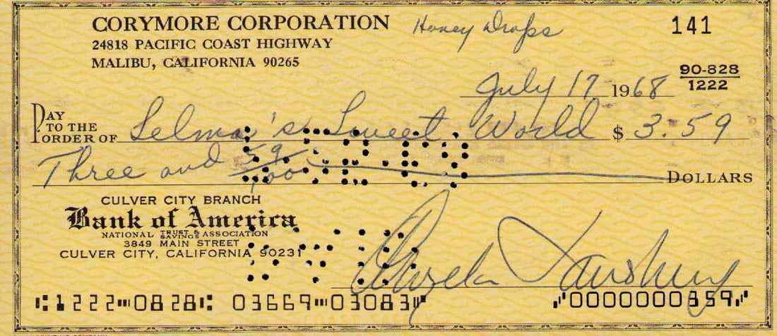 Angela Lansbury signed bank check (1 of 1)
