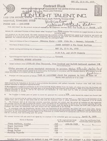 Jimmy Buffett RARE contract signed