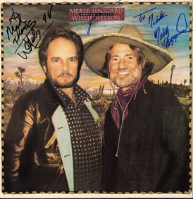 Willie Nelson and Merle Haggard signed LP