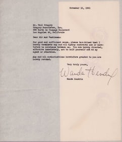 Wanda Hendrix signed contract