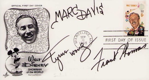 Frank Thomas, Marc Davis and Tyrus Wong signed FDC
