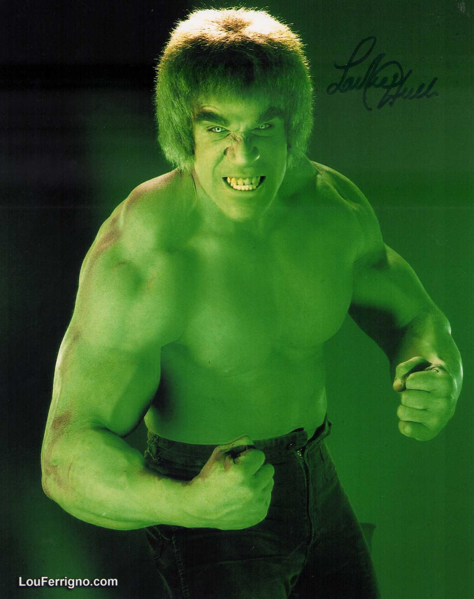 Lou Ferrigno signed photograph: An Incredible Hulk from the Tv series signed by Ferrigno Certificate of AuthenticityEVERY item in this auction comes with at minimum a full illustrated serial numbered COA signed by the worlds leading
