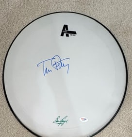 Tom Petty signed drumhead PSA