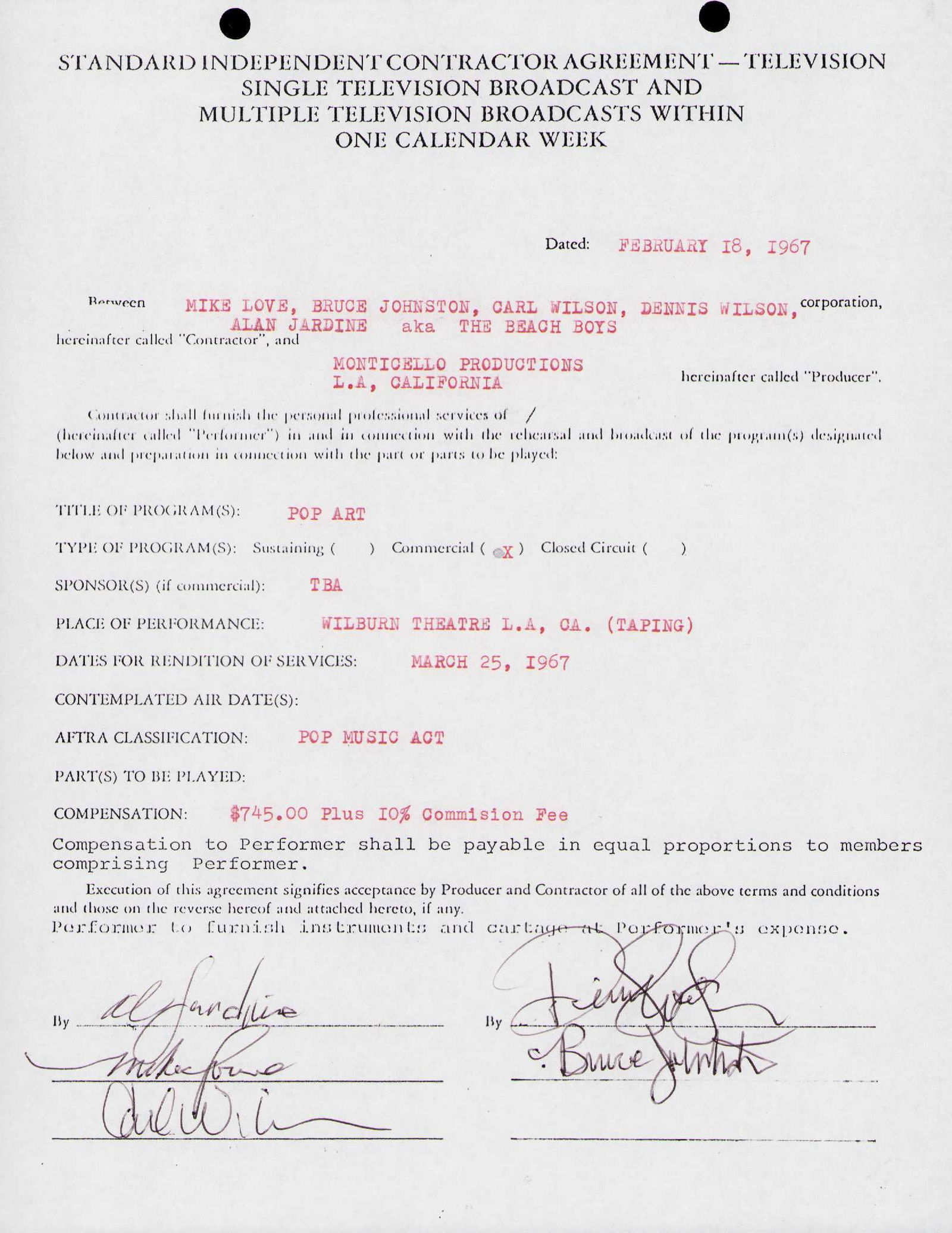 Beach Boys signed contract (1 of 1)