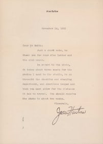 Jean Harlow signed letter