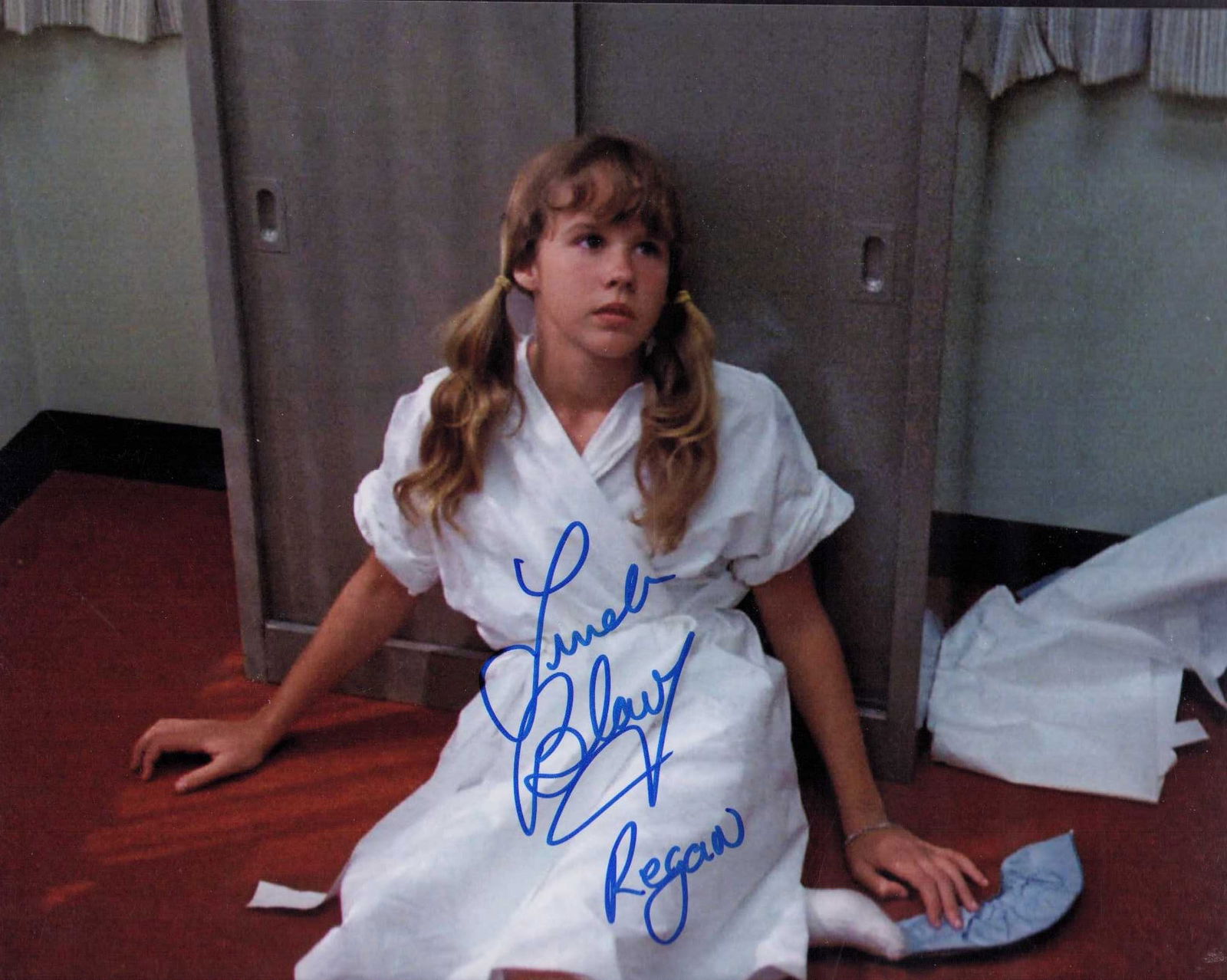 Linda Blair signed photograph: A nice Excorcist signed shot you seldom see signed she has added her characters name in the horror classic film too Certificate of AuthenticityEVERY item in this auction comes with at minimum a fully