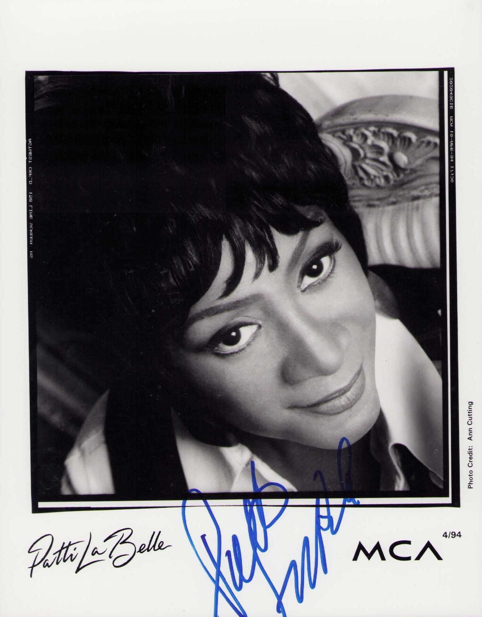 Patti LaBelle signed photograph: A vintage signed 8x10 of the legendary singer Certificate of AuthenticityEVERY item in this auction comes with at minimum a fully illustrated and serial numbered COA signed by the worlds leading authe