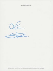 Farrah Fawcett signed personal stationary