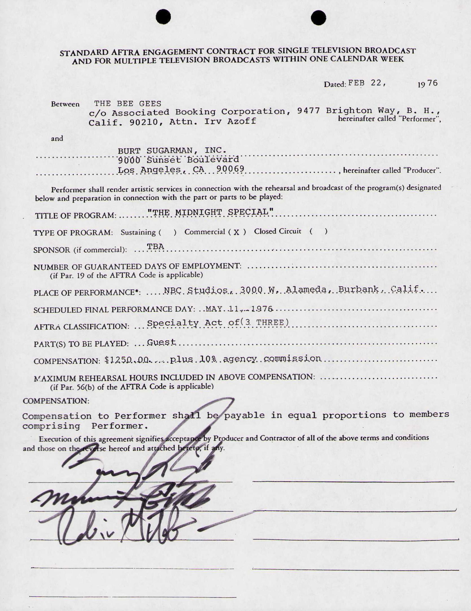 The Bee Gees signed contract (1 of 1)