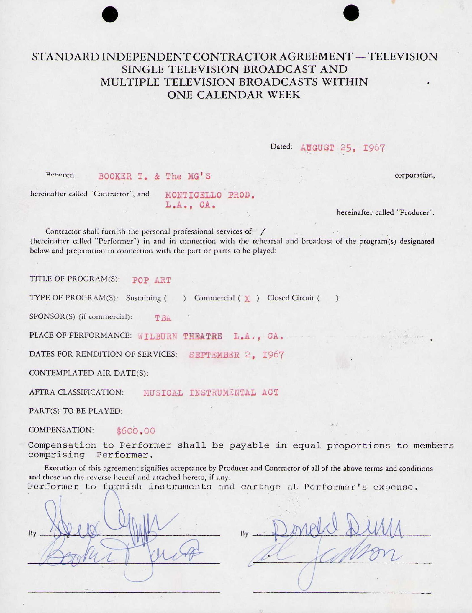 Booker T and the MGS signed contract (1 of 1)