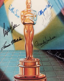Oscar statue photograph signed by multiple winners