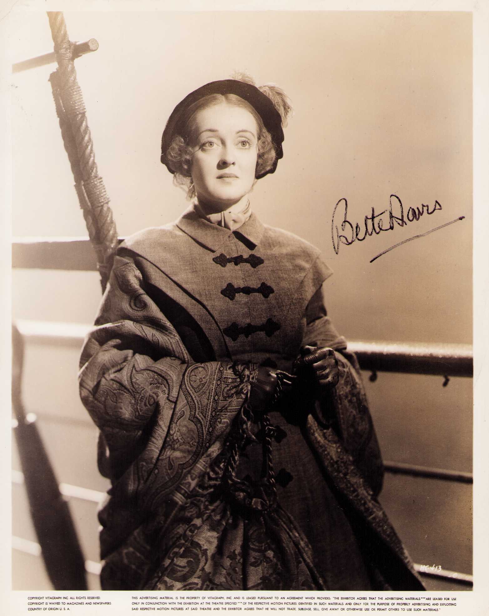 Bette Davis vintage signed photograph: A nice vintage signed Bette Davis 8x10 photograph by the legend Certificate of AuthenticityEVERY item in this auction comes with at minimum a fully illustrated and serial numbered COA signed by the wo