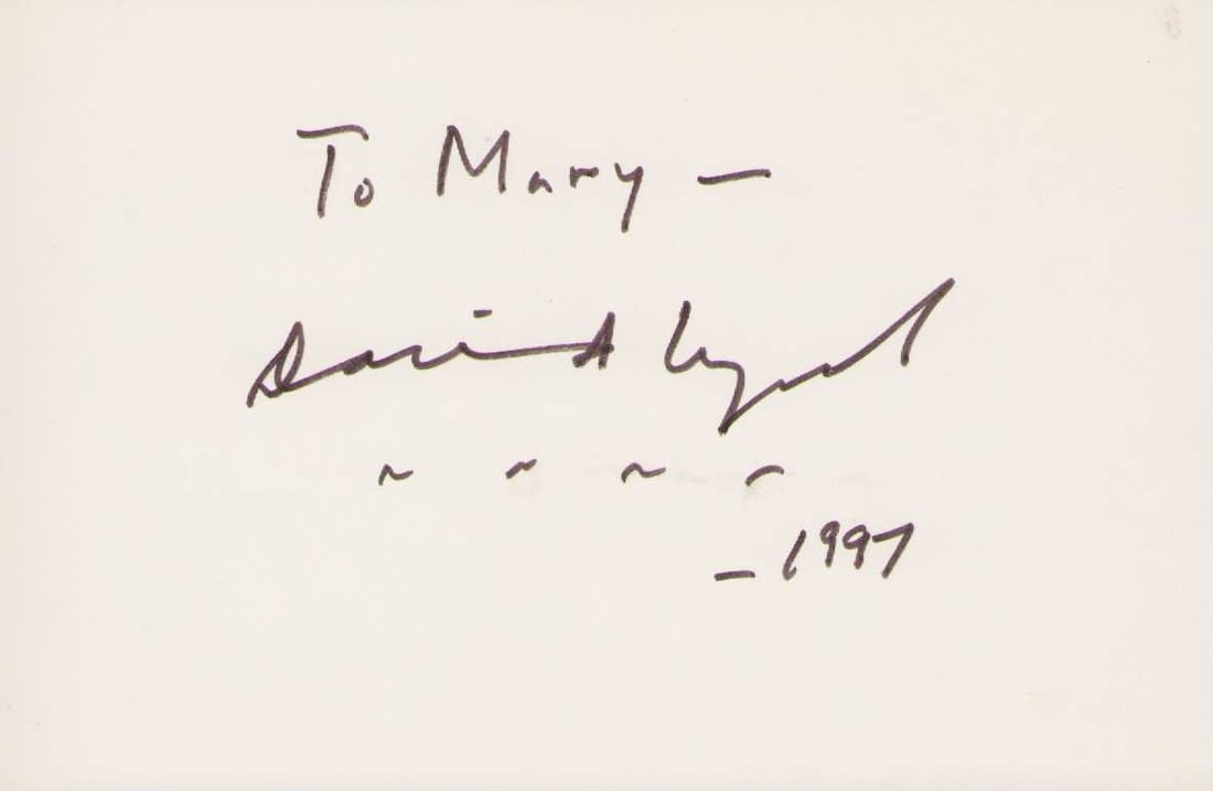David Lynch signed card: A rare in person signed vintage card by the deceased legendary director Certificate of AuthenticityEVERY item in this auction comes with at minimum a fully illustrated and serial numbered COA signed b