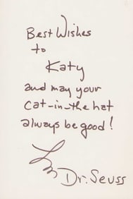 Dr Seuss signed note