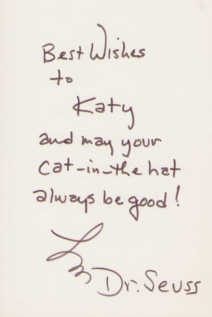 Dr Seuss signed note (1 of 1)
