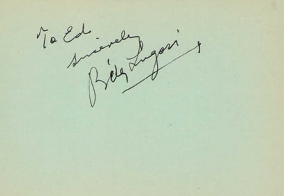 Bela Lugosi signed page
