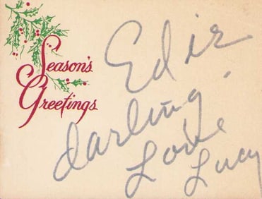 Lucille Ball signed gift tag