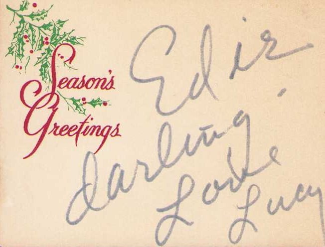 Lucille Ball signed gift tag (1 of 1)